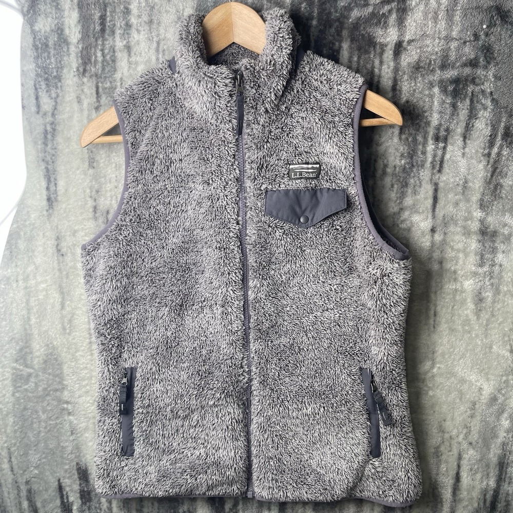 L. L. Bean Women's Hi-Pile Fleece Vest Frost Gray Heather Sz‎ Small